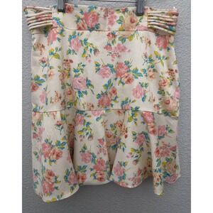 NWT Zara Floral Printed Ruffle Mini Skirt Side Strap Detail Feminine Romantic M